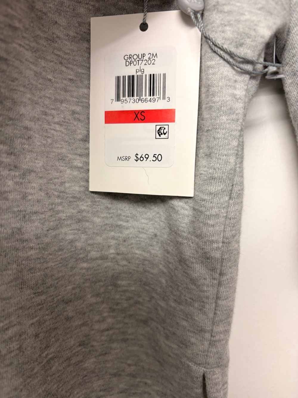 DKNY Light Gray Pullover Hoodie with Black Drawstrings - Picture 2 of 3